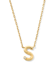Diamond Accent Letter S 14k Yellow Gold Pendant Necklace in White Diamond
