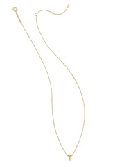 Diamond Accent Letter T 14k Yellow Gold Pendant Necklace in White Diamond