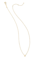 Diamond Accent Letter V 14k Yellow Gold Pendant Necklace in White Diamond