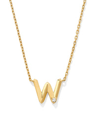 Diamond Accent Letter W 14k Yellow Gold Pendant Necklace in White Diamond