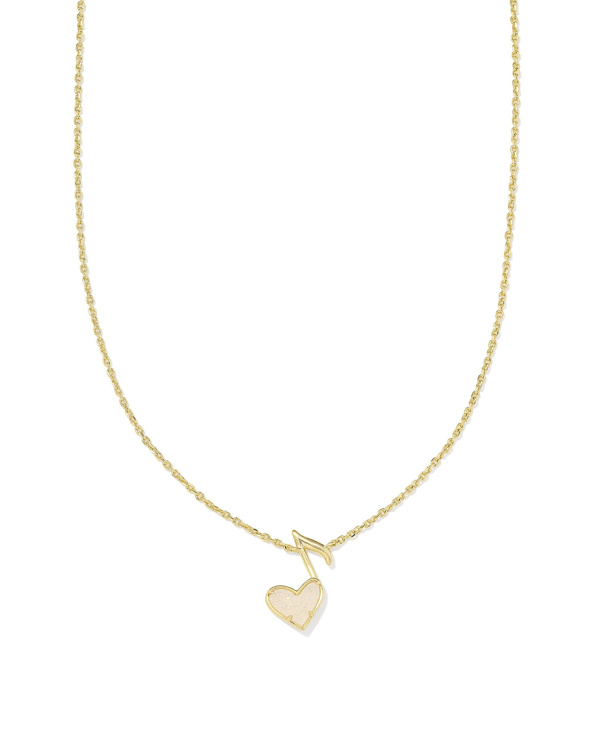 Dolly Parton x Kendra Scott Gold Ari Heart Music Note Short Pendant Necklace in Iridescent Drusy