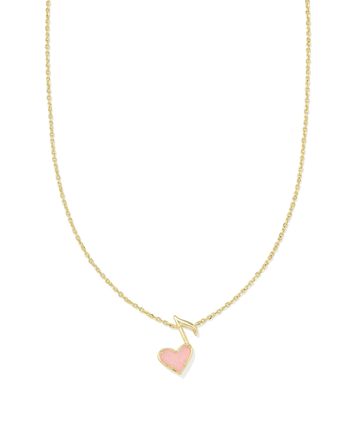Dolly Parton x Kendra Scott Gold Ari Heart Music Note Short Pendant Necklace in Light Pink Drusy