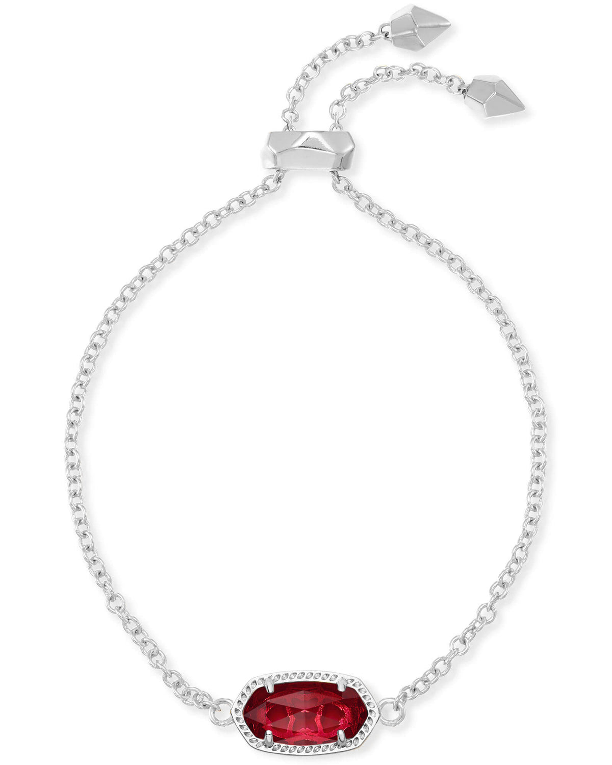 Elaina Silver Adjustable Chain Bracelet in Berry Glass