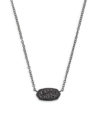 Elisa Pendant Necklace in Black Drusy