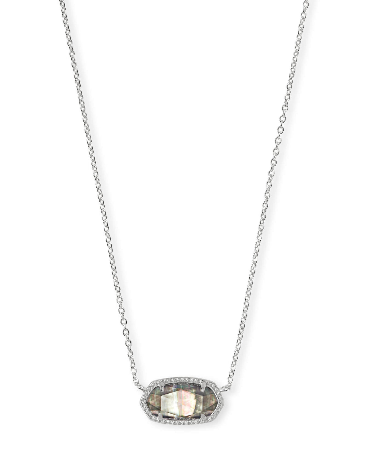 Elisa Silver Pendant Necklace in Black Mother-of-Pearl