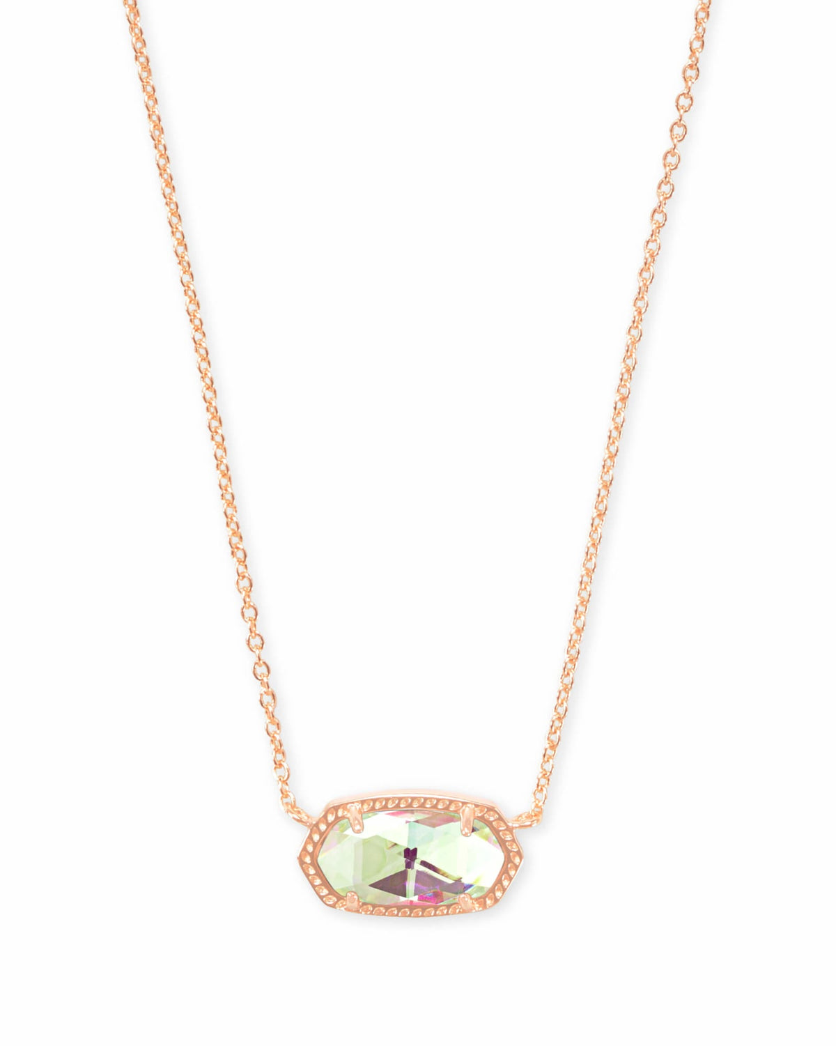 Elisa Rose Gold Pendant Necklace in Dichroic Glass