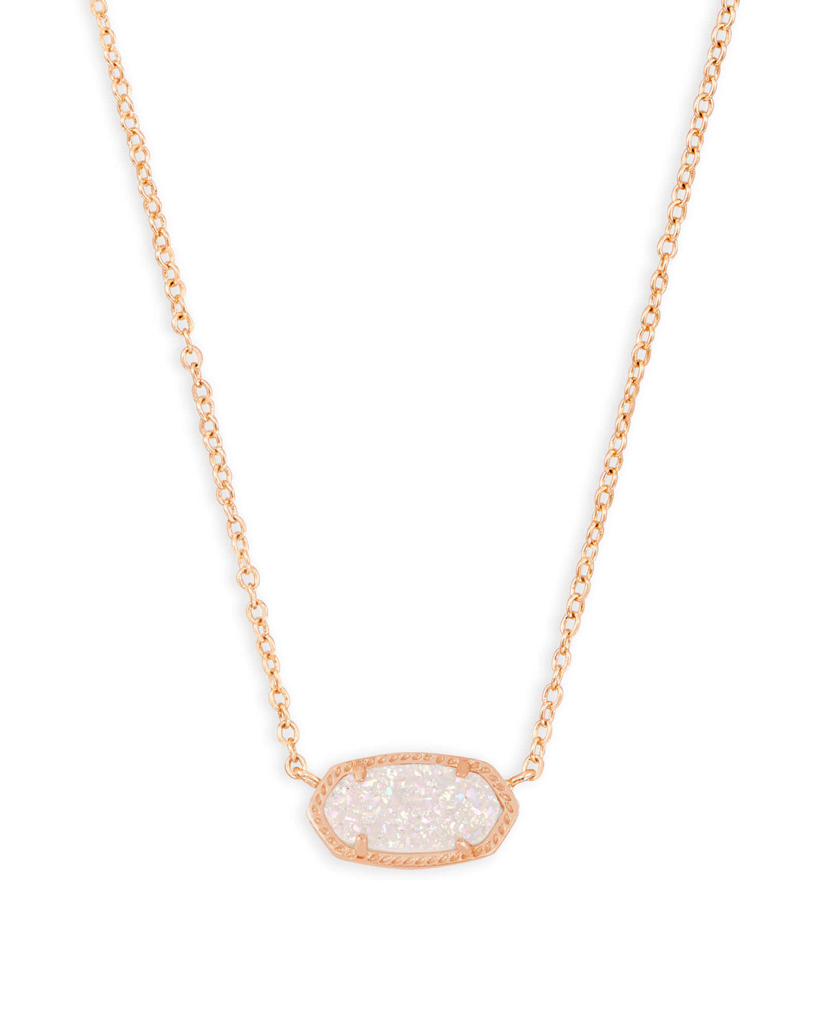 Elisa Rose Gold Pendant Necklace in Iridescent Drusy