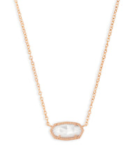 Elisa Rose Gold Pendant Necklace in Ivory Pearl