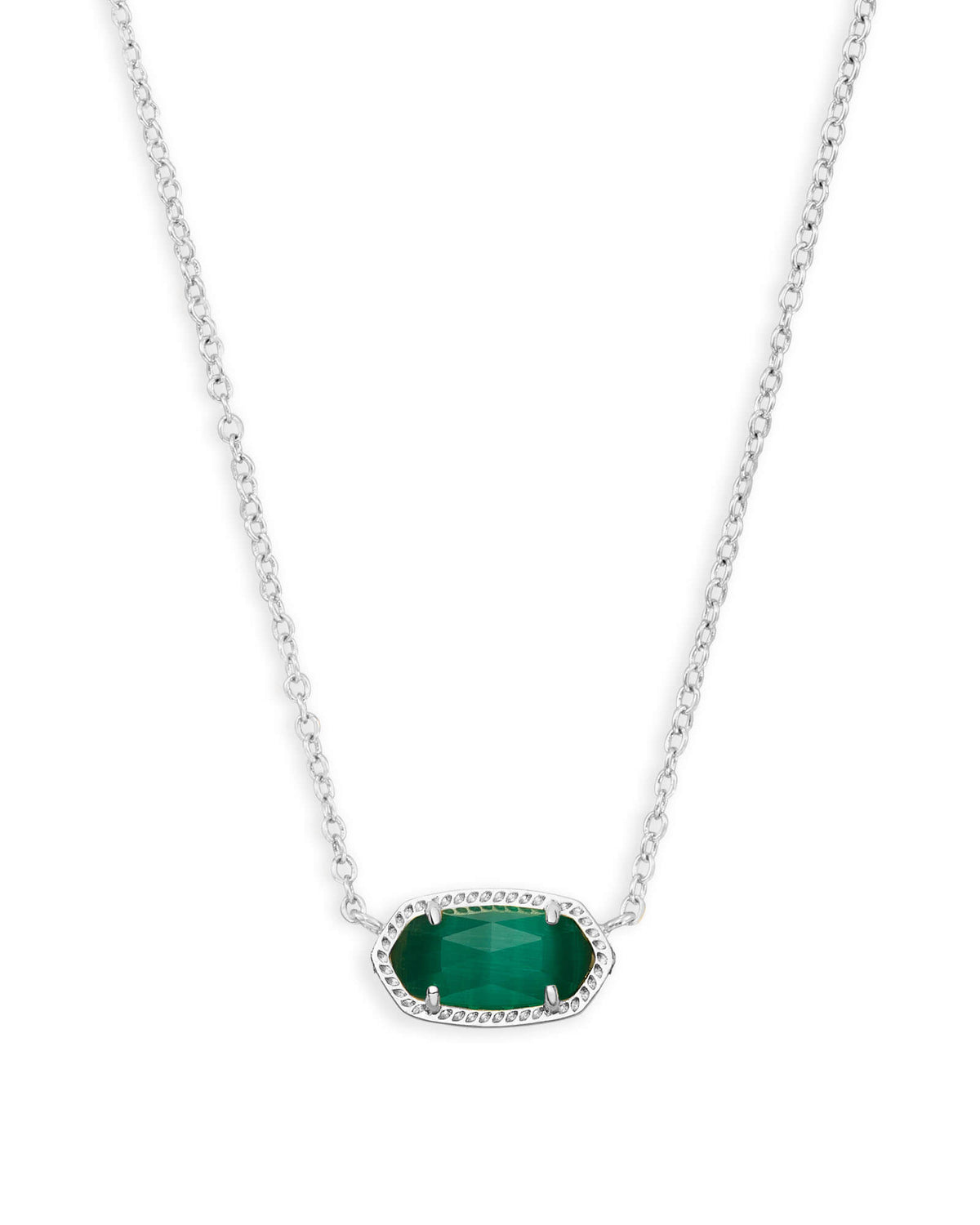 Elisa Silver Pendant Necklace in Emerald Cat’s Eye
