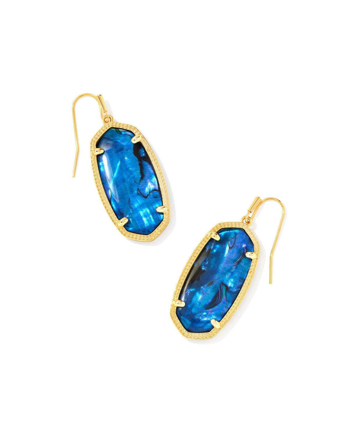 Elle Gold Drop Earrings in Navy Abalone