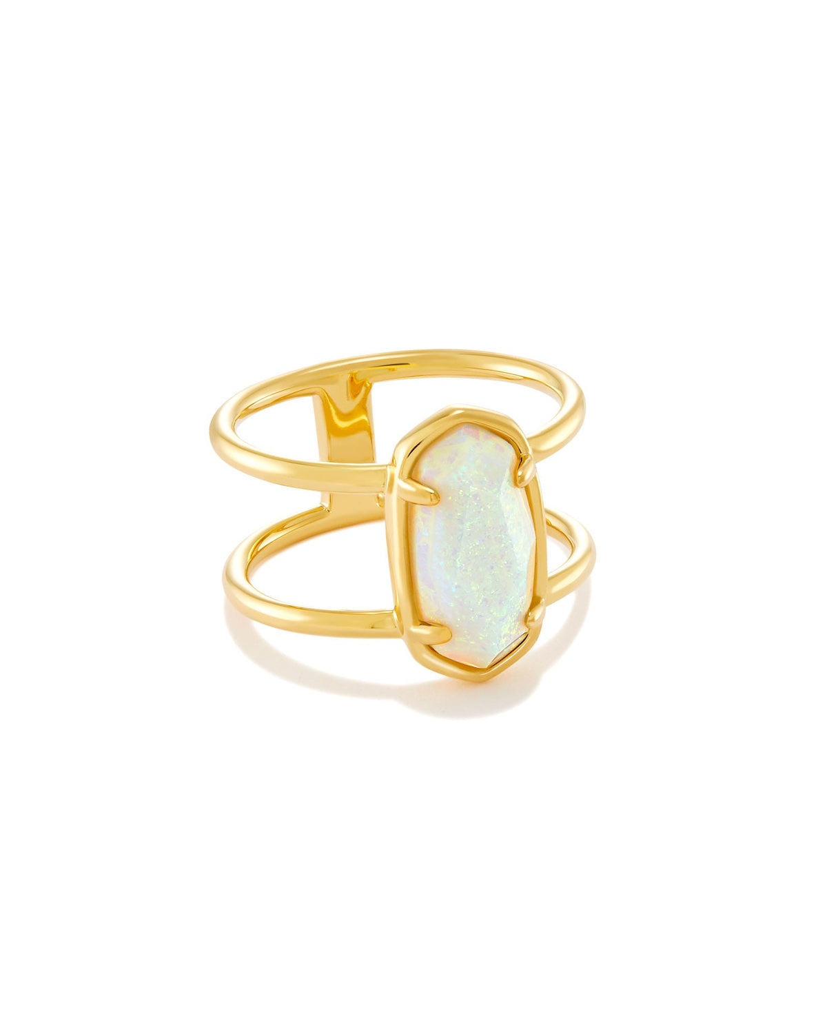 Elyse 18k Gold Vermeil Double Band Ring in White Sterling Opal