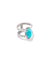Elyse Vintage Silver Etch Frame Band Ring in Variegated Turquoise Magnesite