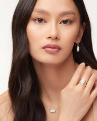 Elyse 18k Gold Vermeil Double Band Ring in White Sterling Opal