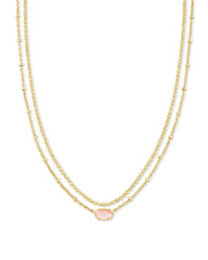 Emilie Gold Multi Strand Necklace in Rose Mother Of Pearl