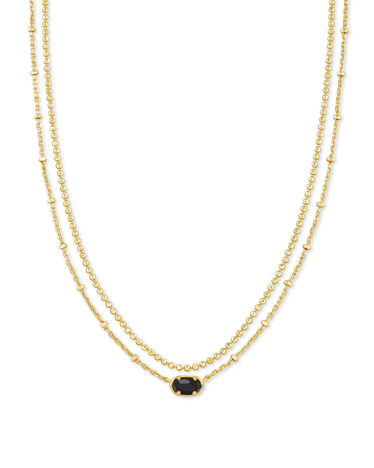 Emilie Gold Multi Strand Necklace in Black Obsidian