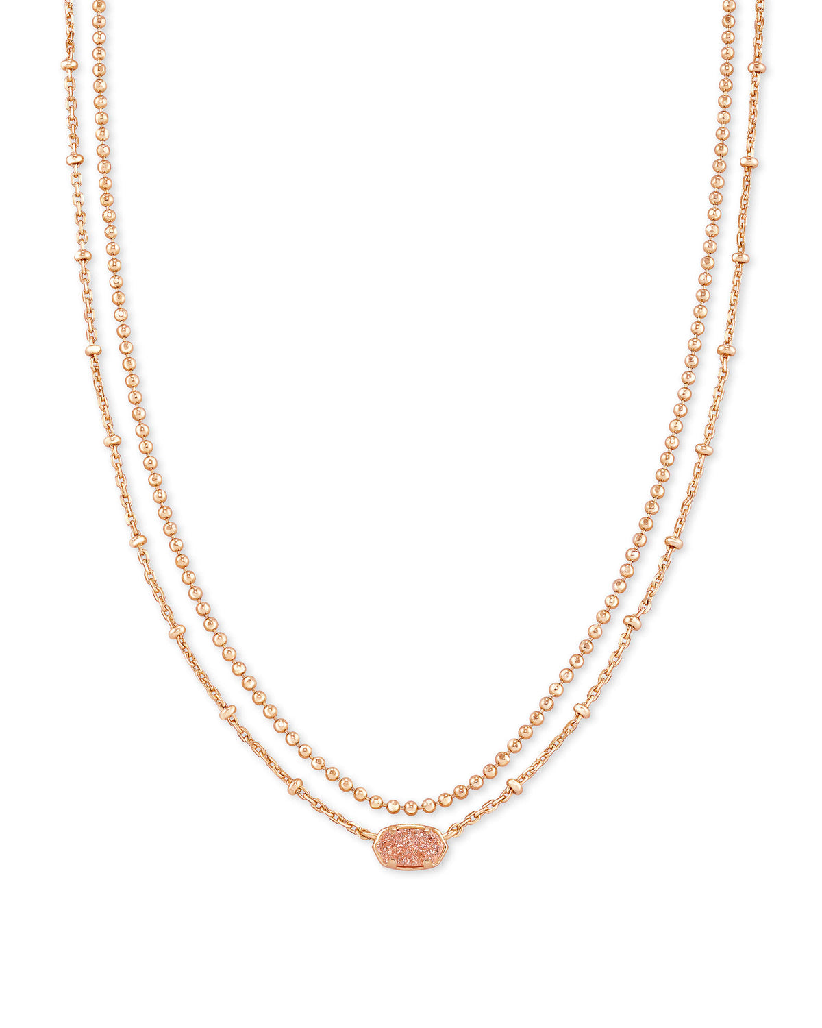 Emilie Rose Gold Multi Strand Necklace in Sand Drusy