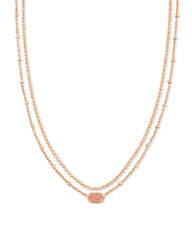 Emilie Rose Gold Multi Strand Necklace in Sand Drusy