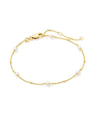 Emmaline 18k Gold Vermeil Delicate Chain Bracelet in Freshwater Cultured Pearl