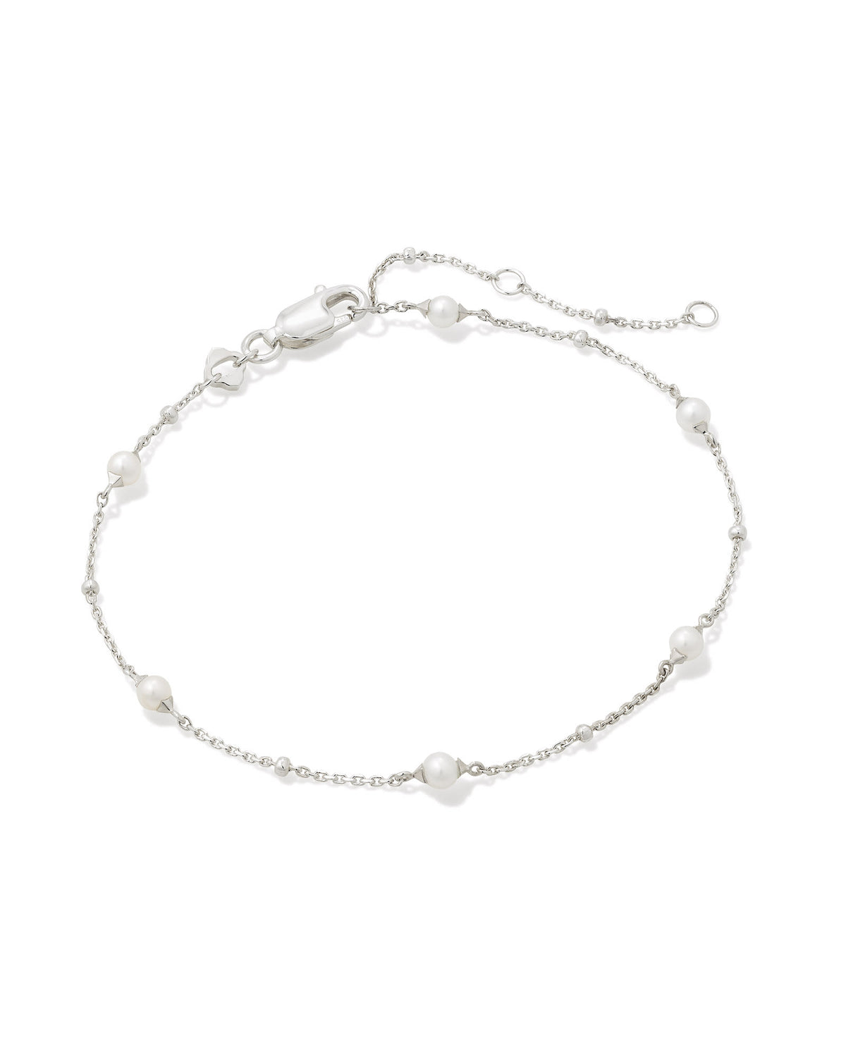 Emmaline Sterling Silver Delicate Chain Bracelet in Freshwater Cultured Pearl