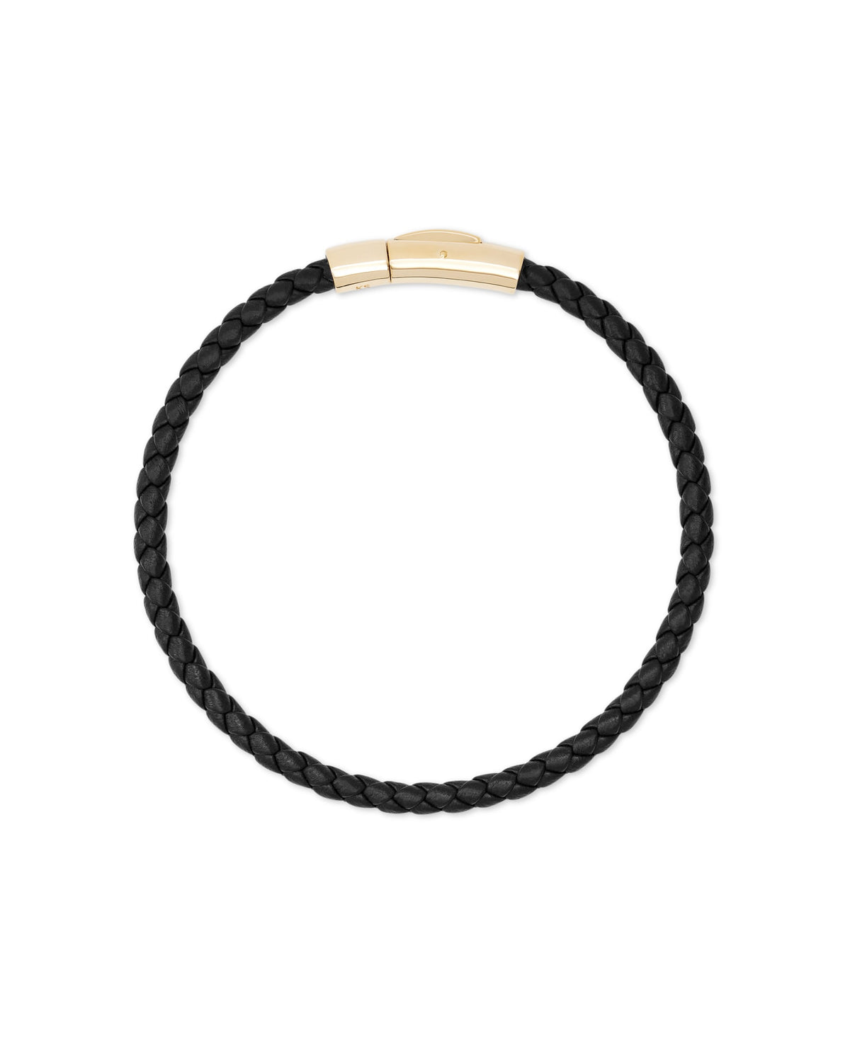 Evans 18k Yellow Gold Vermeil Corded Bracelet in Black Leather