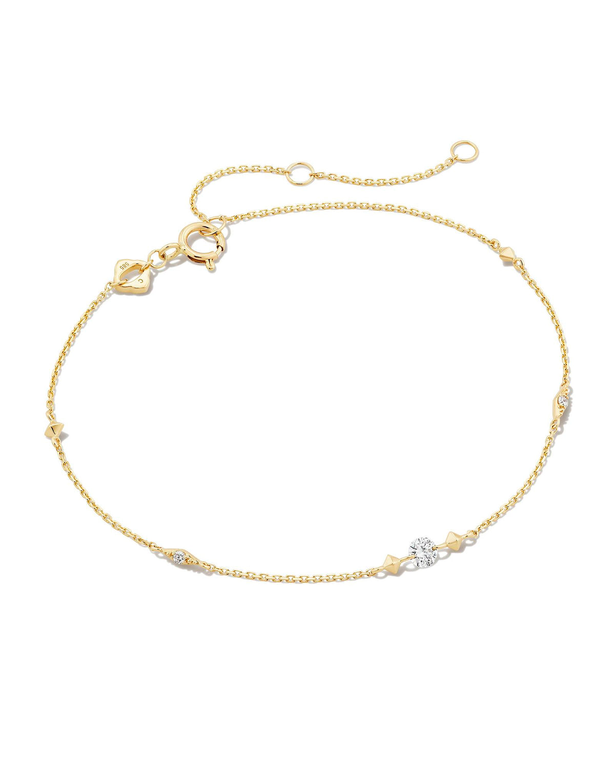 0.10 ct Floating Lab Grown White Diamond Delicate Chain Bracelet in 14k Yellow Gold