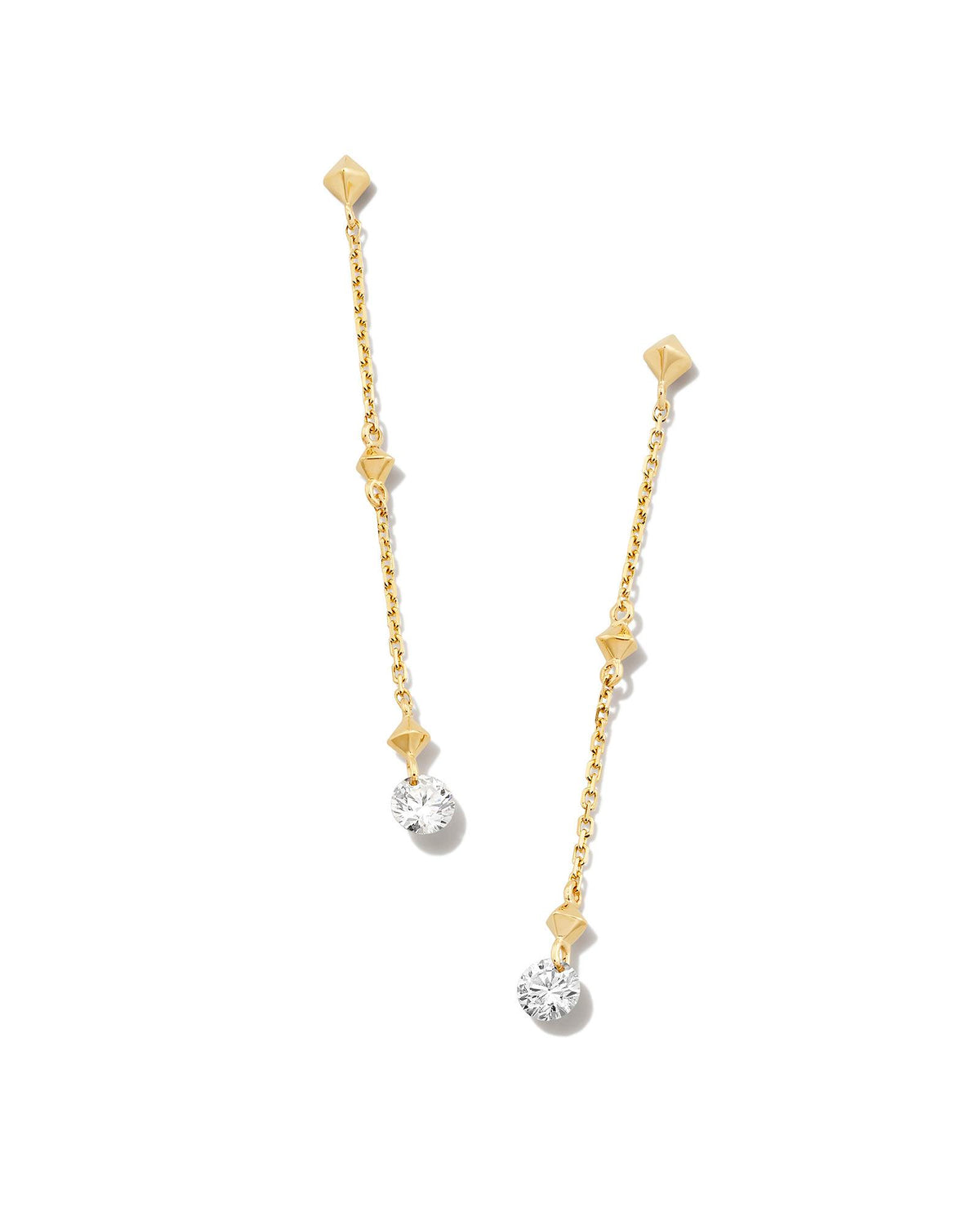 1 ct Floating Lab Grown White Diamond Linear Earrings in 14k Yellow Gold