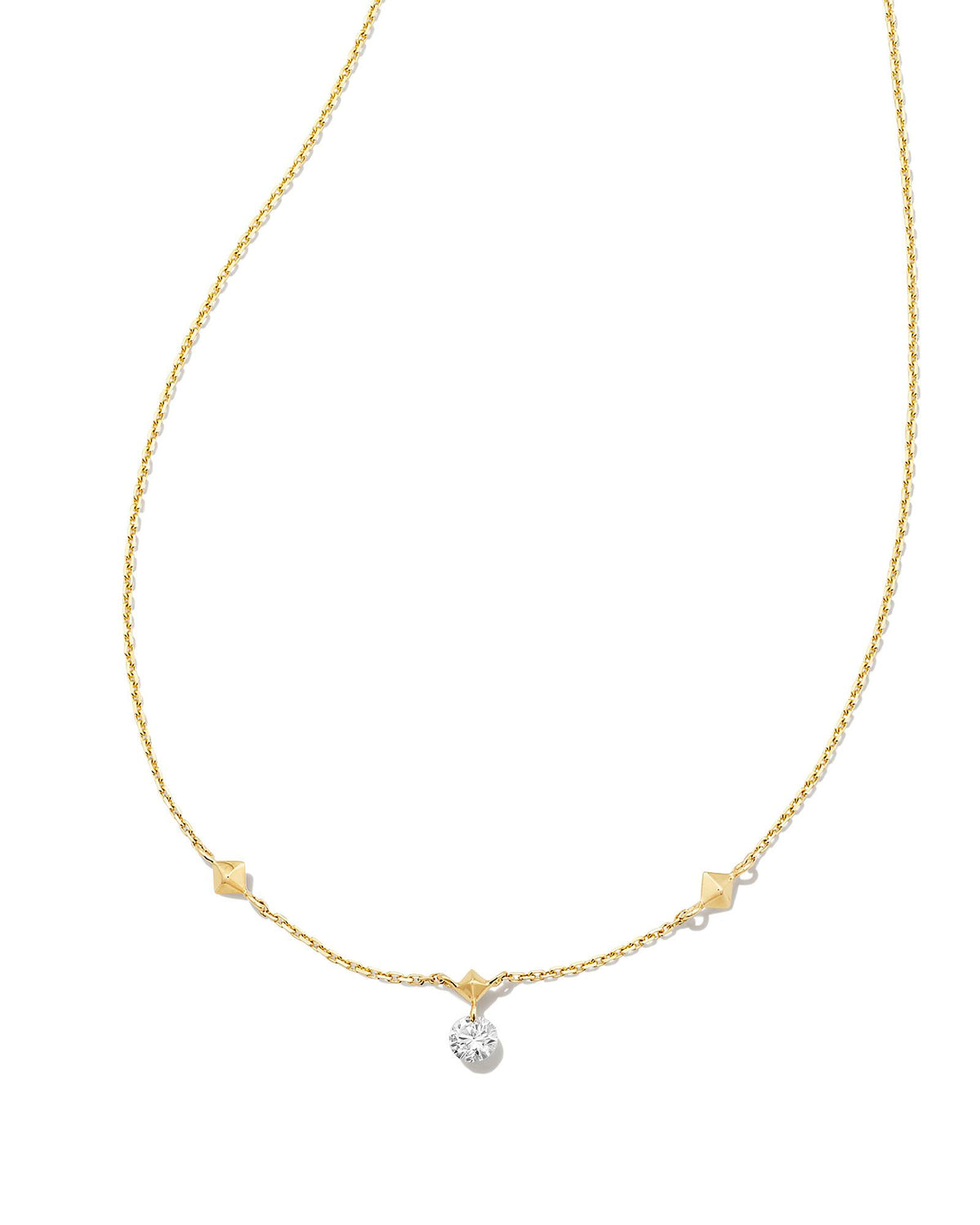 0.1 ct Floating Lab Grown White Diamond Pendant Necklace in 14k Yellow Gold
