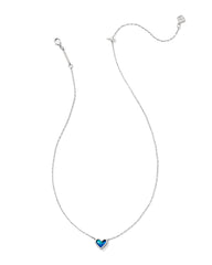 Framed Ari Heart Silver Short Pendant Necklace in Mood Stone