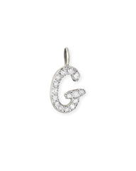 14k White Gold Letter G Charm in White Diamond