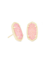 Ellie Gold Stud Earrings in Light Pink Drusy