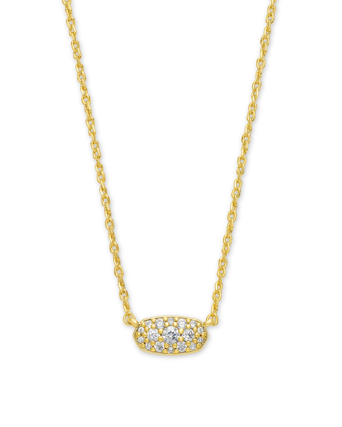 Grayson Gold Pendant Necklace in White CZ