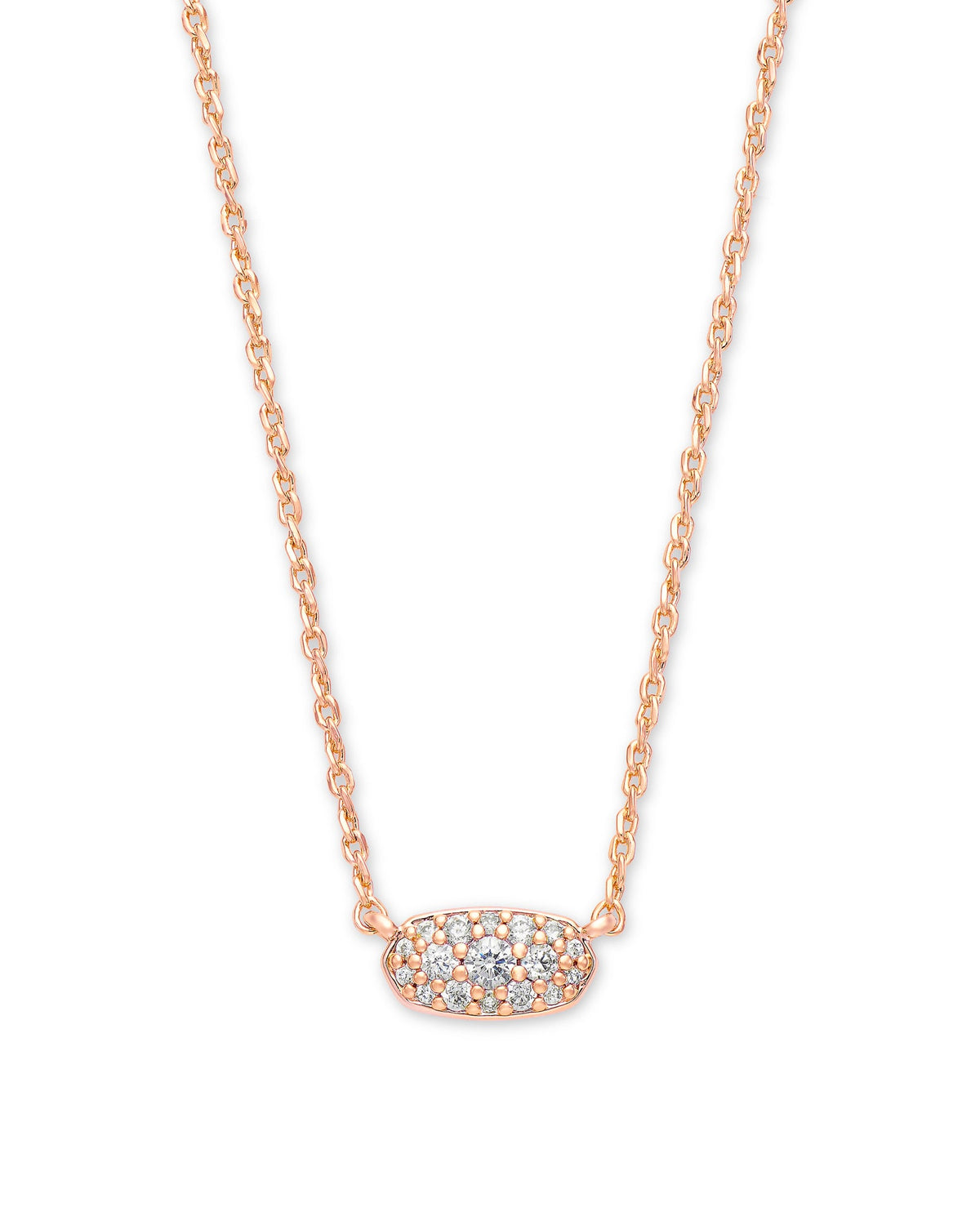 Grayson Rose Gold Pendant Necklace in White CZ