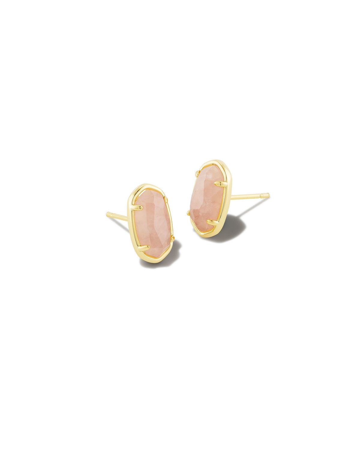 Grayson Gold Stud Earrings in Rose Quartz
