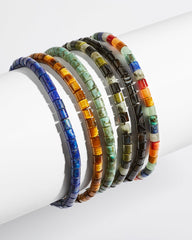 Grey Oxidized Sterling Silver Bracelet in Olive Mix