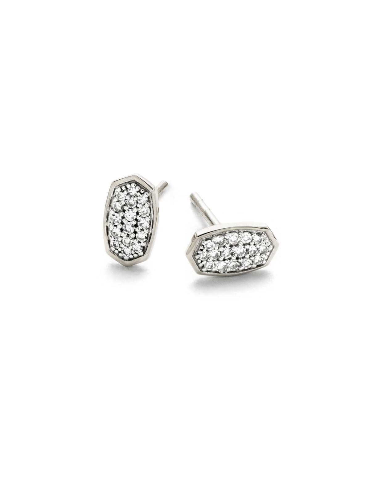 Marisa Stud Earrings in White Diamond and 14k White Gold