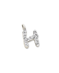 14k White Gold Letter H Charm in White Diamond