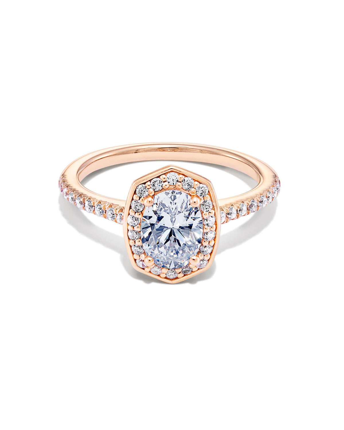 0.5 ct Oval Iconic Halo Engagement Ring in 14k Rose Gold