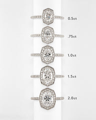 0.5 ct Oval Iconic Halo Engagement Ring in 14k Yellow Gold