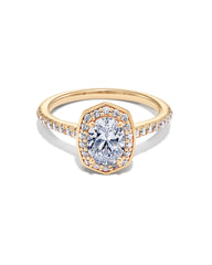 2 ct Oval Iconic Halo Engagement Ring in 14k Yellow Gold