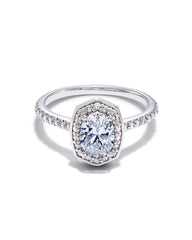2 ct Oval Iconic Halo Engagement Ring in 14k White Gold