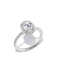 0.75 ct Oval Iconic Halo Engagement Ring in 14k White Gold