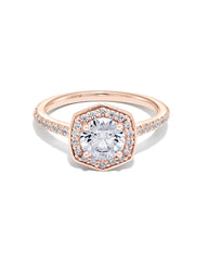 0.75 ct Round Iconic Halo Engagement Ring in 14k Rose Gold