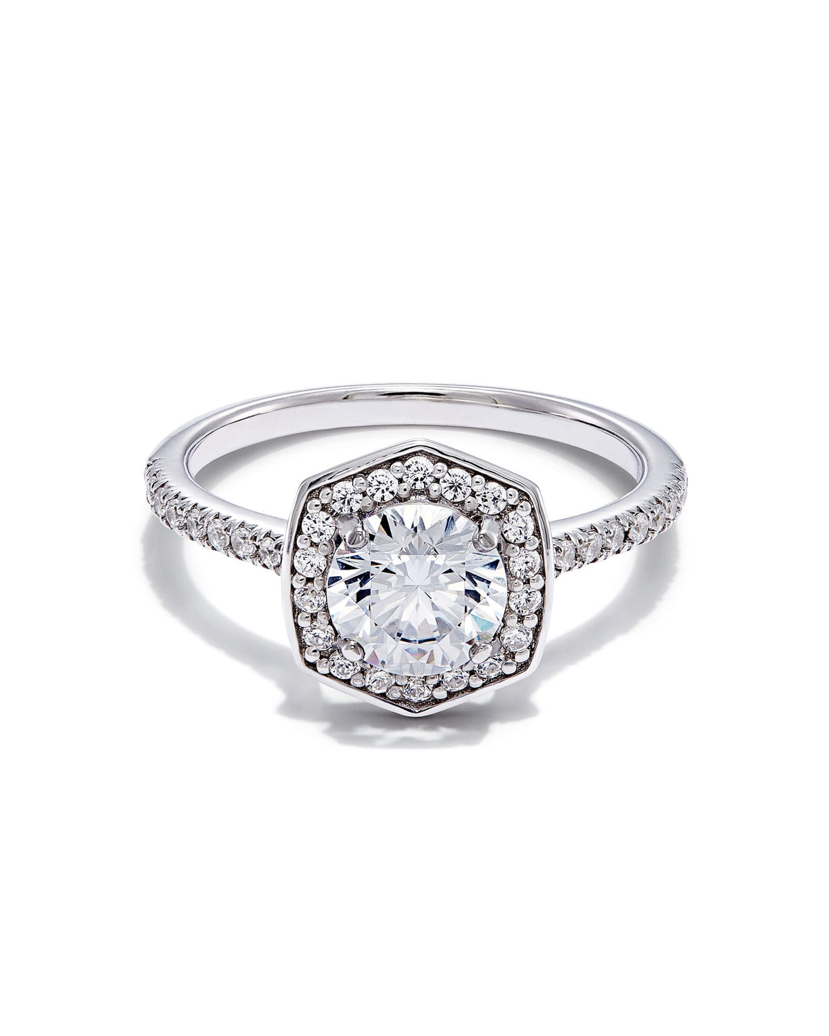 0.5 ct Round Iconic Halo Engagement Ring in 14k White Gold