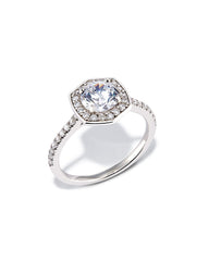 0.5 ct Round Iconic Halo Engagement Ring in 14k White Gold