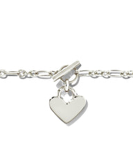 Heart Padlock Chain Bracelet in Sterling Silver