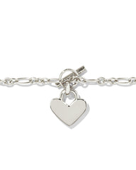 Heart Padlock Chain Bracelet in Sterling Silver
