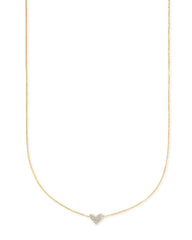 Heart 14k Yellow Gold Pendant Necklace in White Diamonds