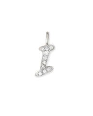 14k White Gold Letter I Charm in White Diamond