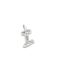 14k White Gold Letter I Charm in White Diamond
