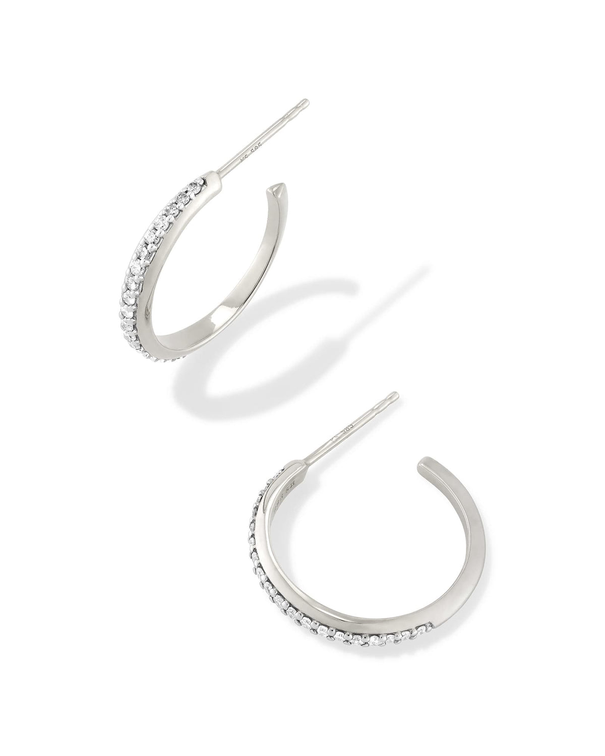 0.24 ct Ines 14k White Gold Pave Small Hoop Earrings in White Diamond